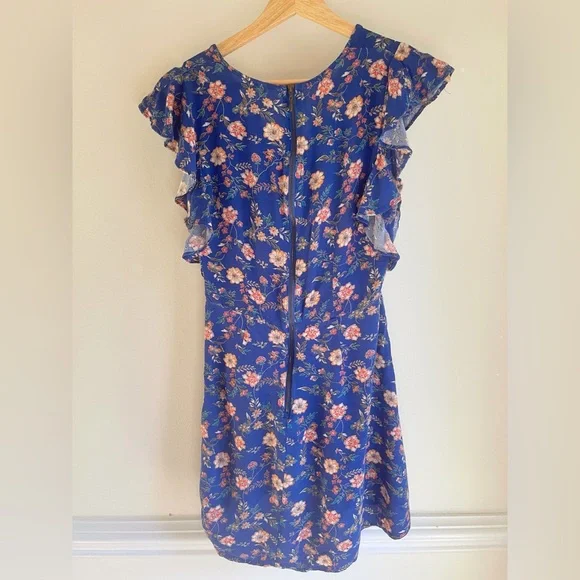 Xhilaration Blue Floral Wrap-Style Dress – Size S - Picture 6 of 7
